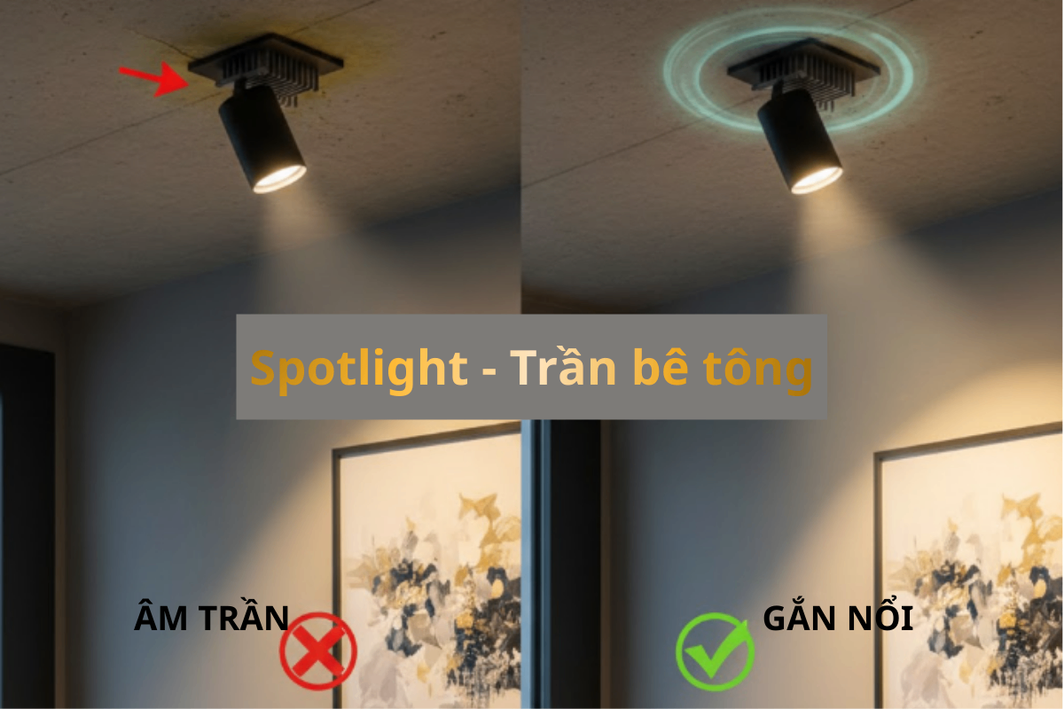 Trần Bê Tông Có Sử Dụng Đèn Spotlight Được Không? Giải Đáp Từ Chuyên Gia