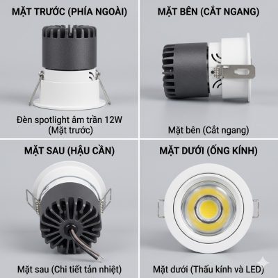 ĐÈN SPOTLIGHT ÂM TRẦN PHEDRA 12W (IP20)