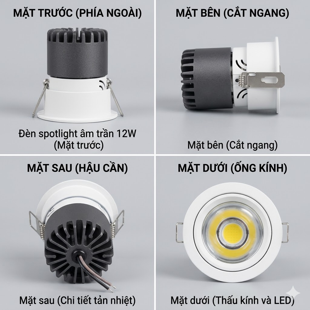 ĐÈN SPOTLIGHT ÂM TRẦN PHEDRA 12W (IP20)