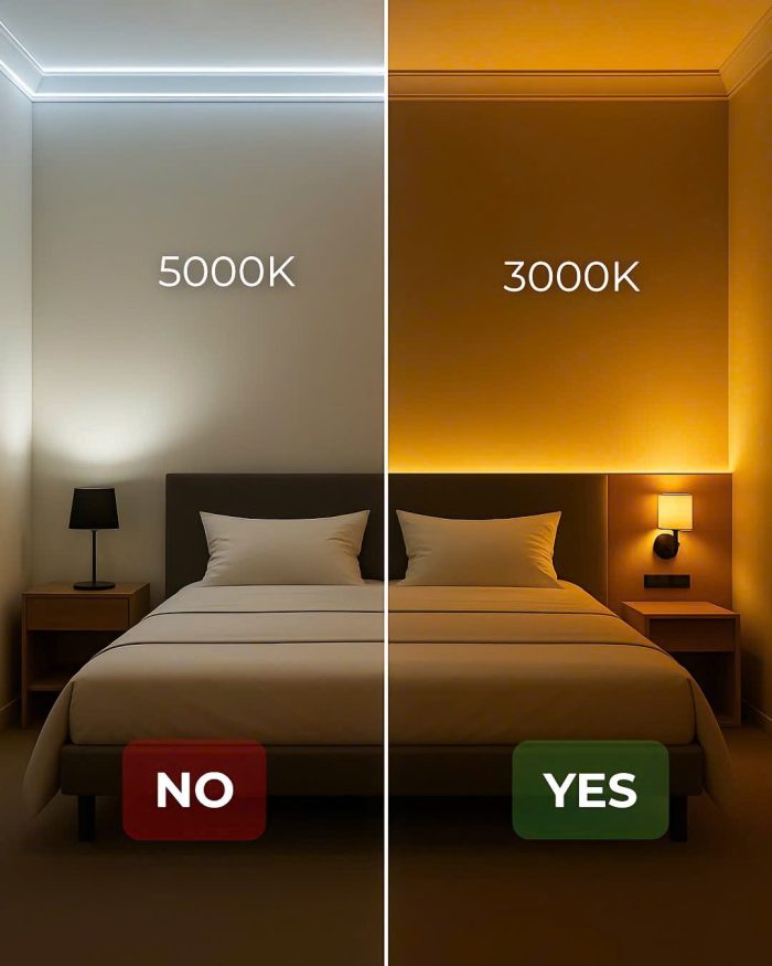 Đèn Spotlight Chống Chói: Giải Pháp Chiếu Sáng Biệt Thự Chuẩn 2026 5 Thiet kế ánh sáng đèn spotlight chống chói phòng ngủ