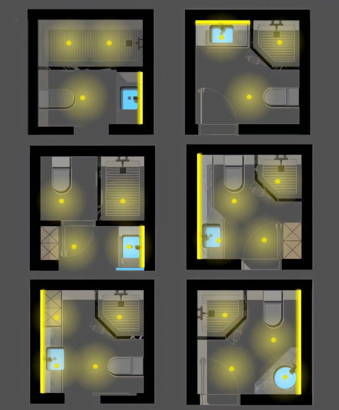 Đèn Spotlight Nhà Phố Nghệ An: Thiết Kế Ánh Sáng Mở Rộng Không Gian 2026 16 Thiết kế 2D chiếu sáng nhà vệ sinh nhà phố bằng đèn spotlight