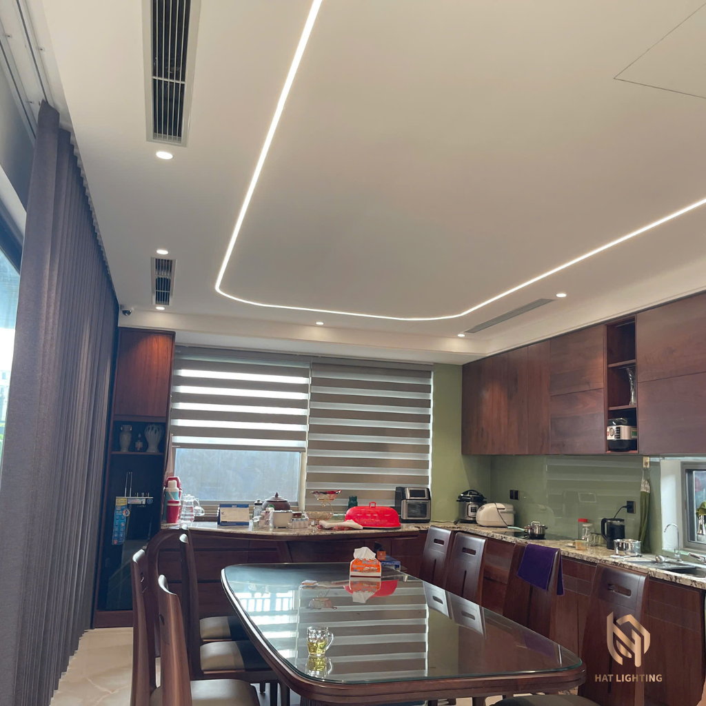 Ánh sáng phòng bếp biệt thự 3000K