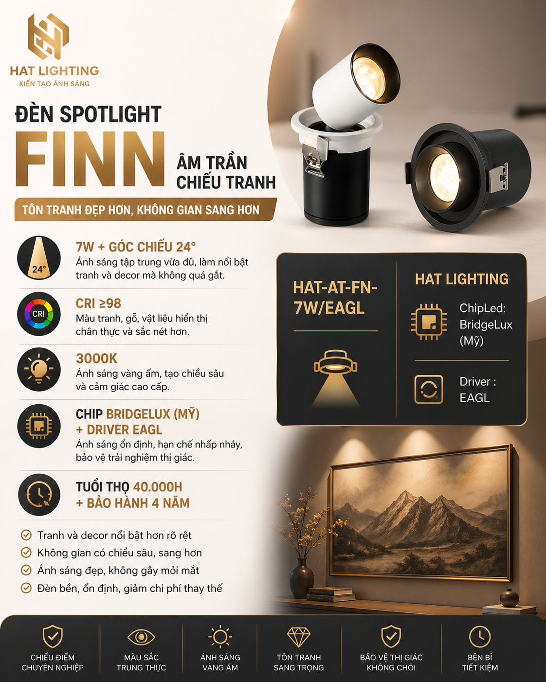 Đèn Spotlight Là Gì? Bí Quyết Chọn Đèn Spotlight Cao Cấp Cho Biệt Thự 2026 5 Hệ ray nam châm hoặc đèn ray rọi tranh.