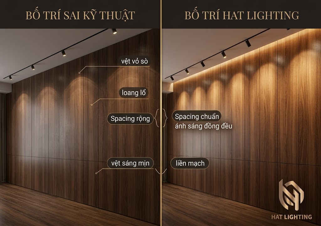 7 Sai lầm khi bố trí đèn spotlight phá hỏng không gian biệt thự 2 Hiện tượng đèn bị loang lổ do sai lầm khi bố trí đèn spotlight