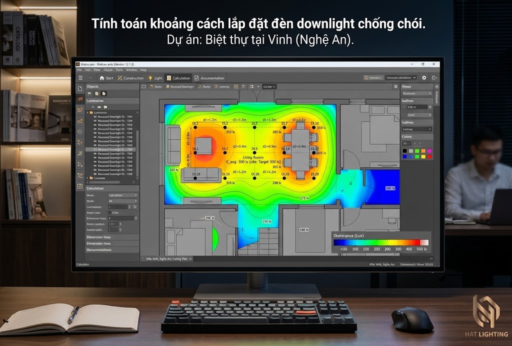 tinh toan khoang cach den downlight