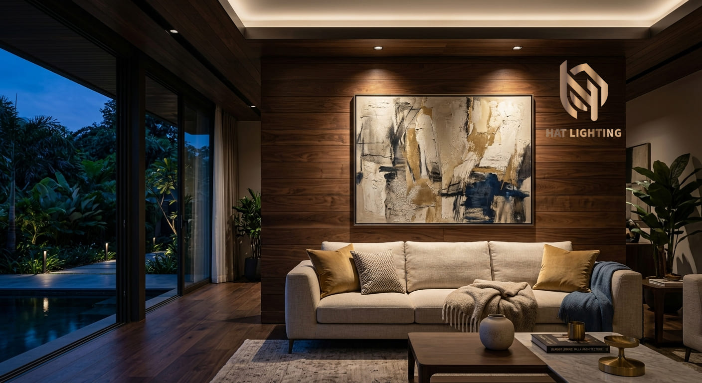 Top 5 ChipLED Tốt Nhất Thế Giới: Giải Mã Ánh Sáng Đẳng Cấp Cho Biệt Thự 4 Bố trí đèn spotlight phòng khách biệt thự không chói bằng chip led cao cấp chuẩn màu 4000K