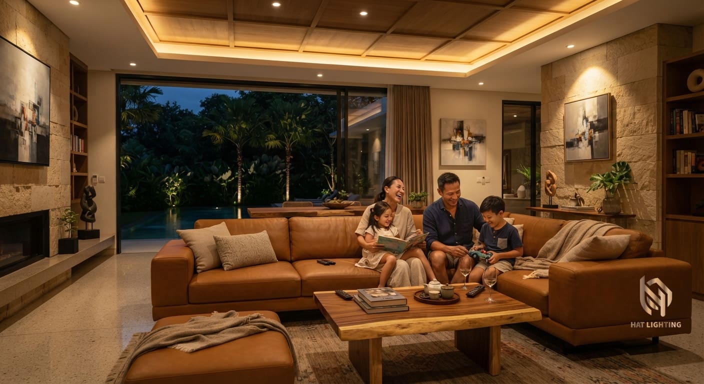 Cách Bố Trí Đèn Âm Trần Phòng Khách Không Chói Mắt, Sang Trọng 1 Cách bố trí đèn âm trần phòng khách đẹp, không chói mắt cho biệt thự.