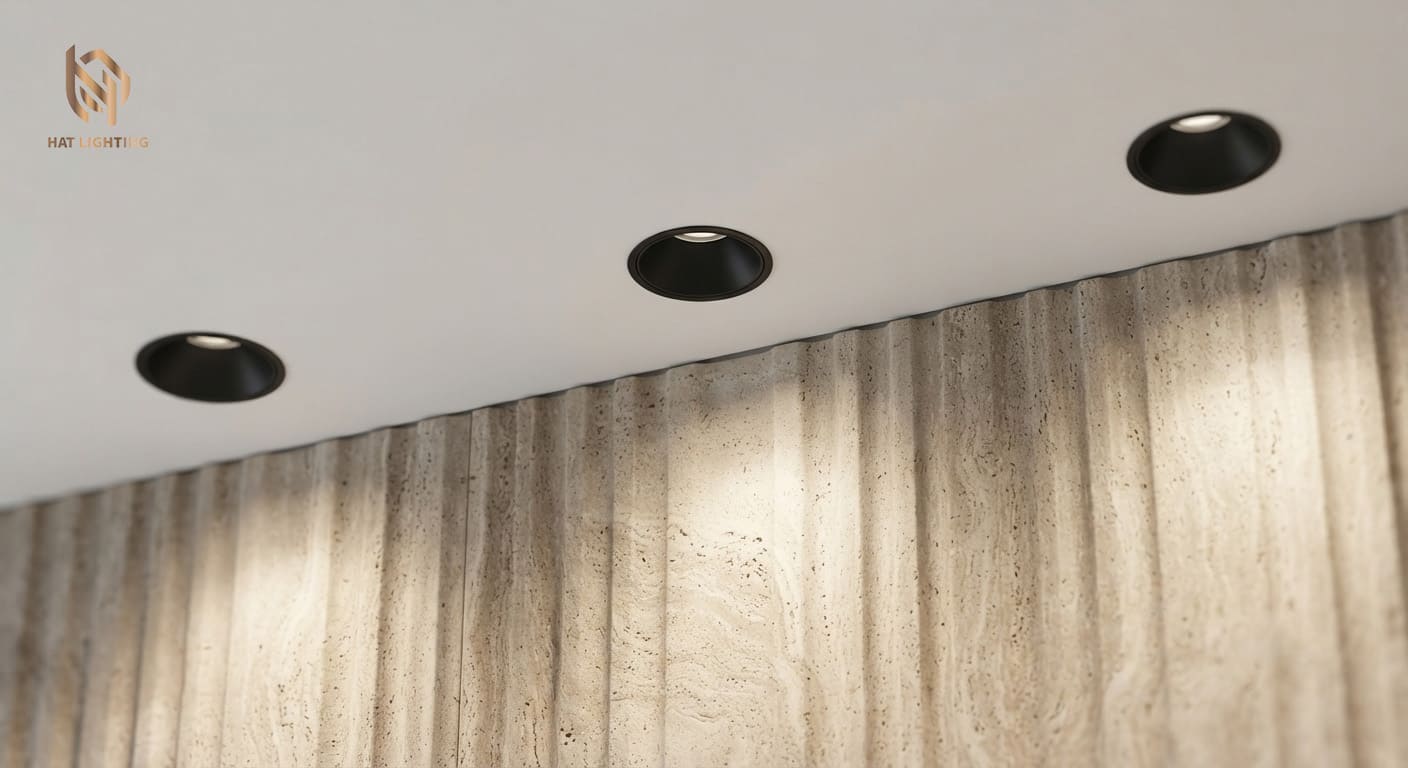 4 Nguyên Tắc Thiết Kế Ánh Sáng Biệt Thự Đẳng Cấp 2 Ứng dụng đèn downlight chống chói sâu bảo vệ thị lực trong không gian biệt thự.