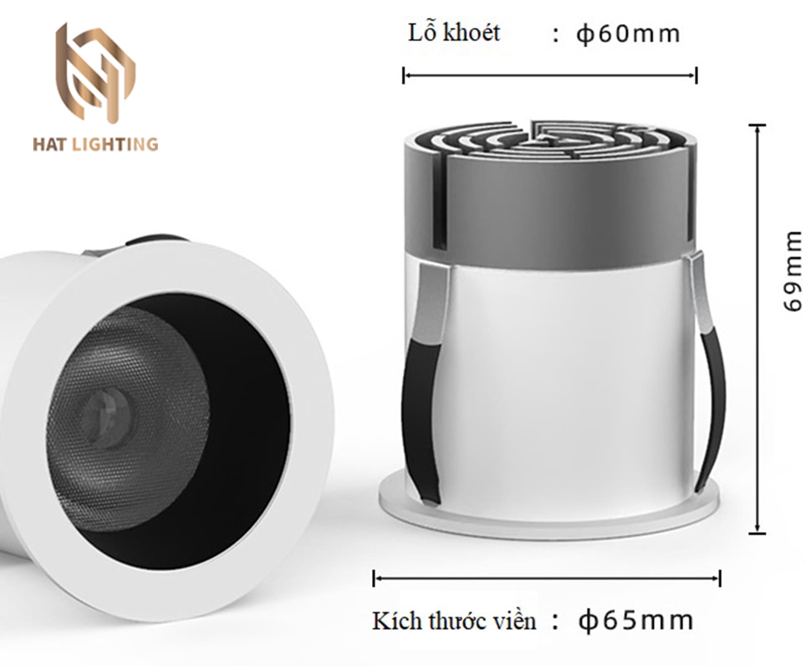 Đèn Âm Trần Thạch Cao 7W Chống Chói | HAT LIGHTING 3 Cận cảnh thiết kế chóa sâu Deep Glare-proof của đèn âm trần thạch cao 7W HAT LIGHTING giúp giấu nguồn sáng hoàn hảo.