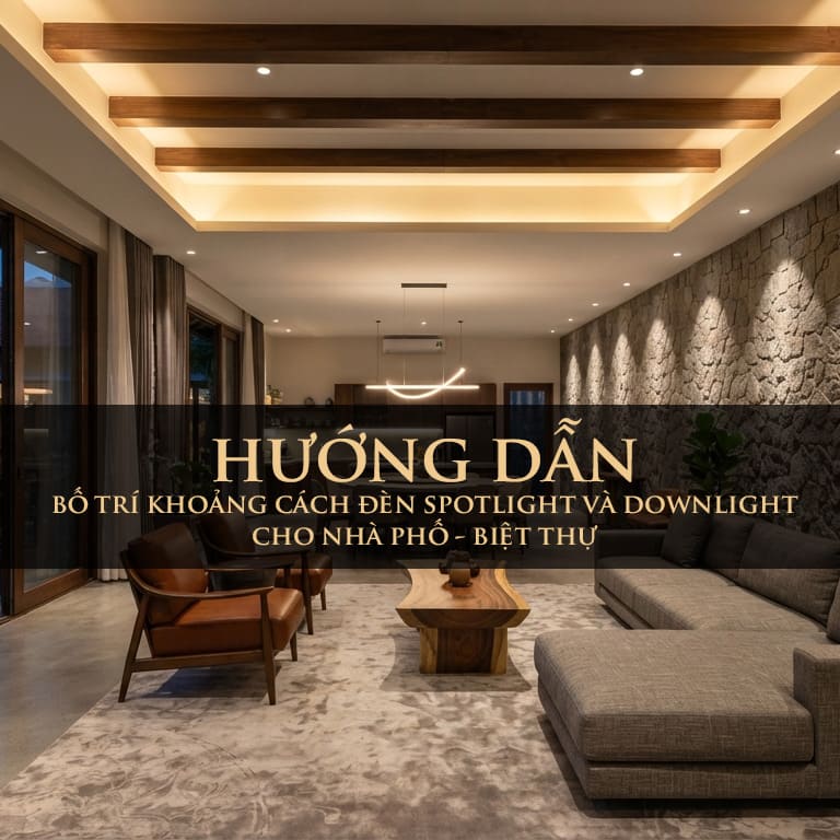 Hướng dẫn bố trí khoảng cách đèn spotlight và downlight cho nhà phố, biệt thự