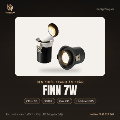 Đèn Chiếu Tranh Âm Trần FINN 7W – Ánh Sáng Ấm 3000K (IP20) – HAT Lighting