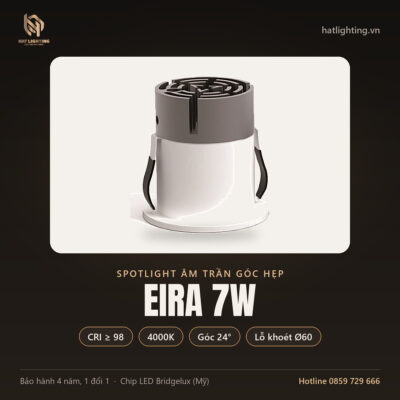 Đèn Spotlight Âm Trần EIRA 7W Góc Hẹp 24° (IP20) – HAT Lighting
