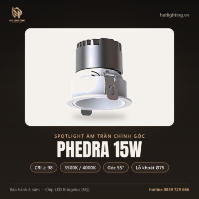 Đèn Spotlight Âm Trần PHEDRA 15W Chỉnh Góc (IP20) – HAT Lighting