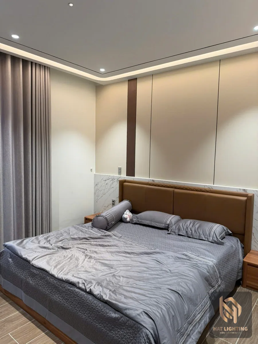 LED hắt trần thạch cao viền trần phòng ngủ sau khi hoàn thiện